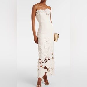 LEO LIN Rayne Strapless Appliqué Midi Dress